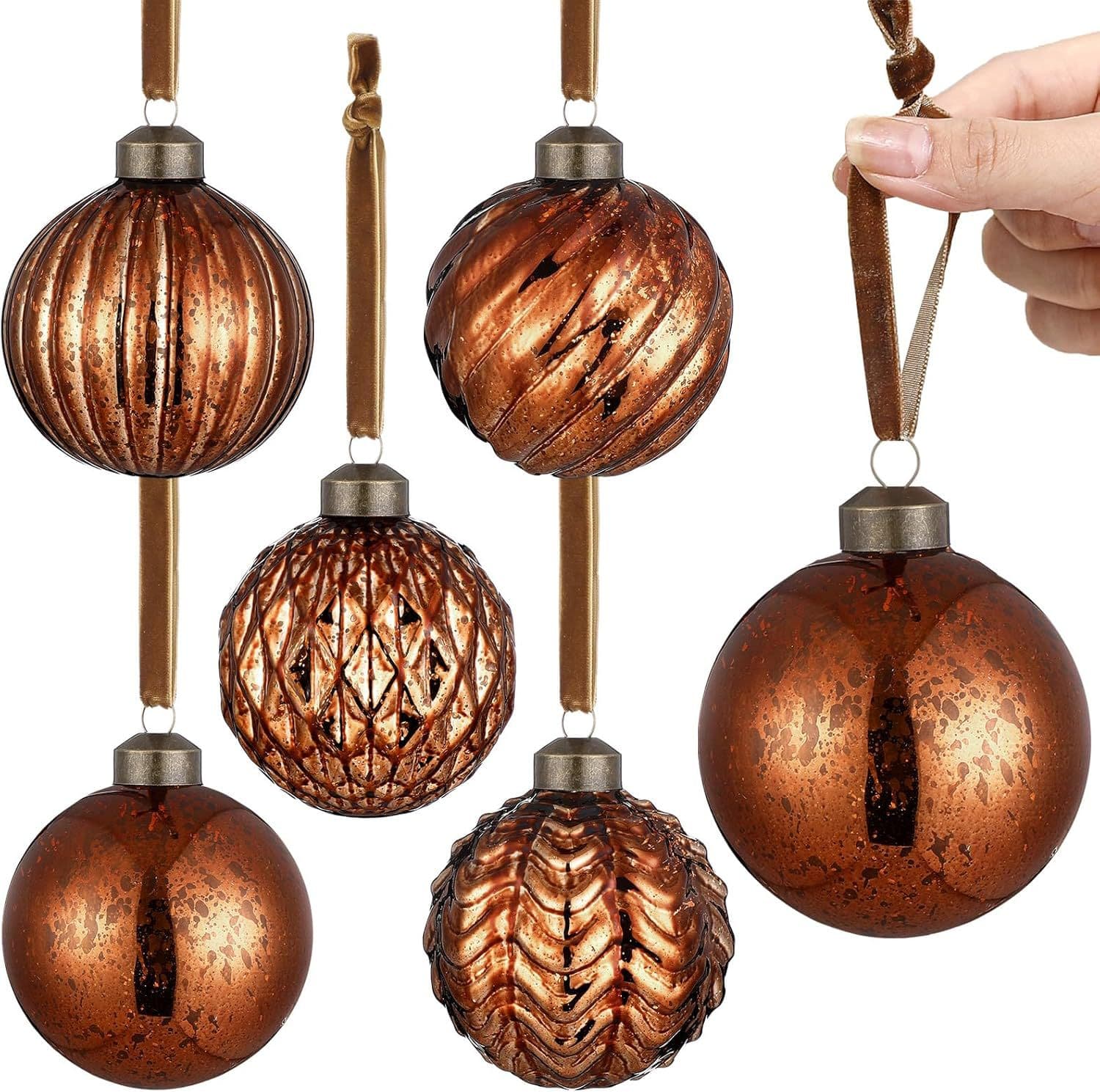Vintage Mercury Glass Christmas Ornaments Hand Blown Hanging Christmas Decoration Christmas Tree Home Wedding Decoration