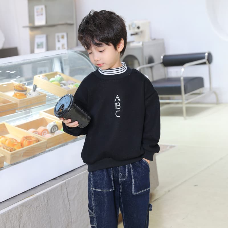 Children's Fleece-Lined Simple Hoodie, Boys' and Girls' Autumn/Winter Korean Style Fake Two-Layer Fleece Top, Warm Top for Toddlers and Kids
