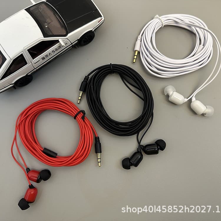 3-meter sound card monitoring headphones, suitable for live streaming, computer use, electronic keyboard, MP3 playback, and general use. 3.5mm wired in-ear design.