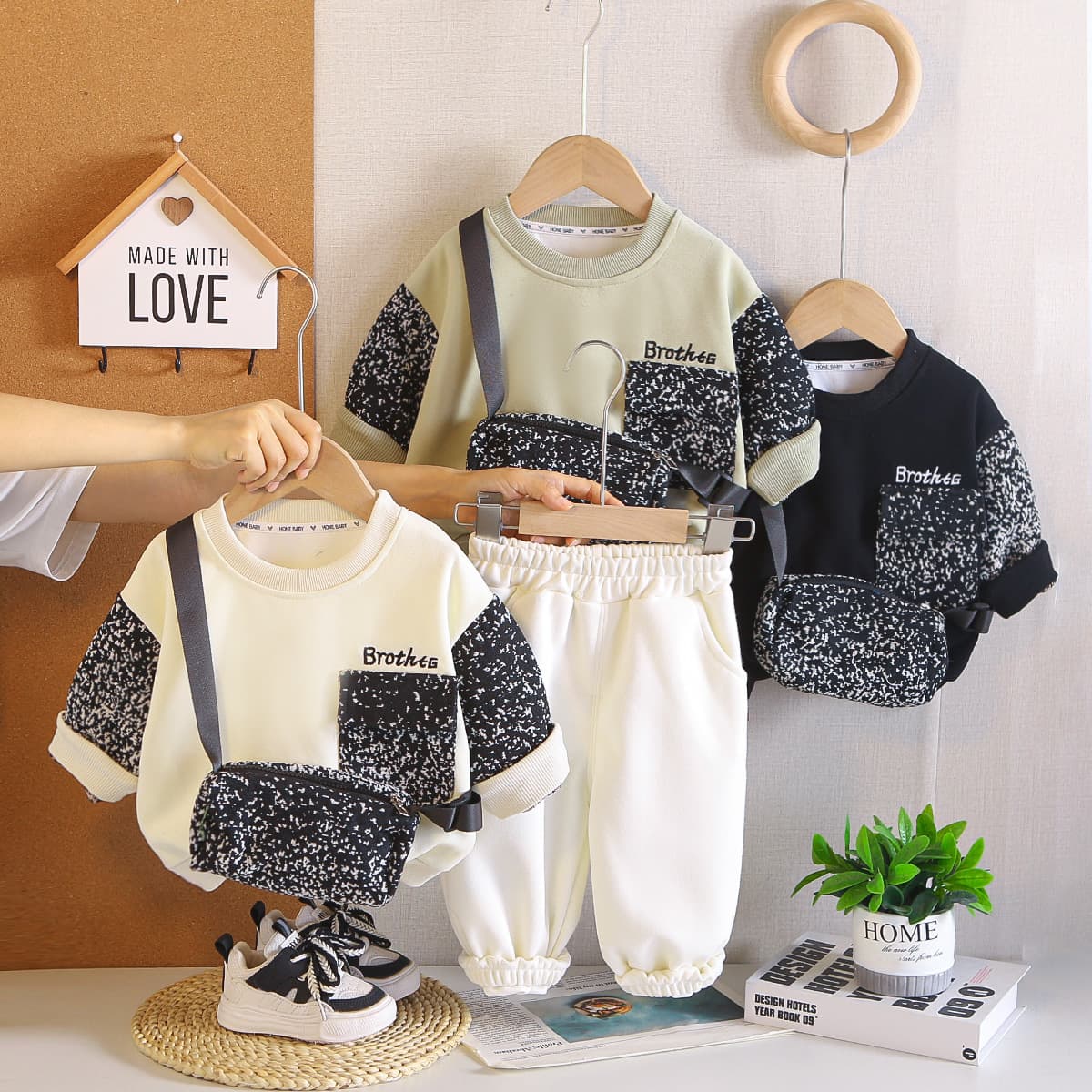 Boys' Fall Suit 2026 New Korean Style Baby Clothes Kids' Spring Autumn Hoodie Stylish Trendy Cool Boy
