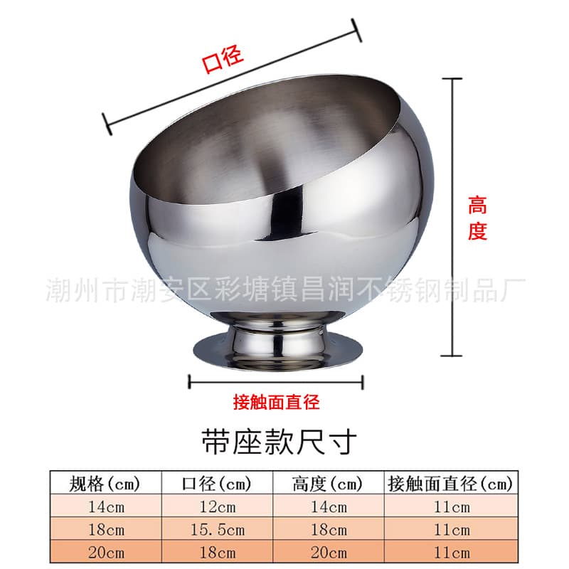Stainless Steel Seasoning Bowl Slanted Edge Condiment Bowl Restaurant Seasoning Pot Canteen Spherical Commercial KTV Salad Bowl