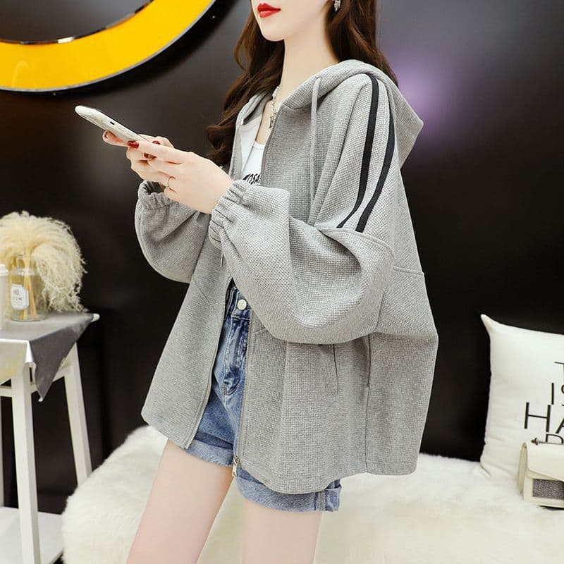 Casual Versatile Hoodie for Women, Lazy Style Loose Fit 2025 New Chic Design Top Spring Autumn Jacket Trendy
