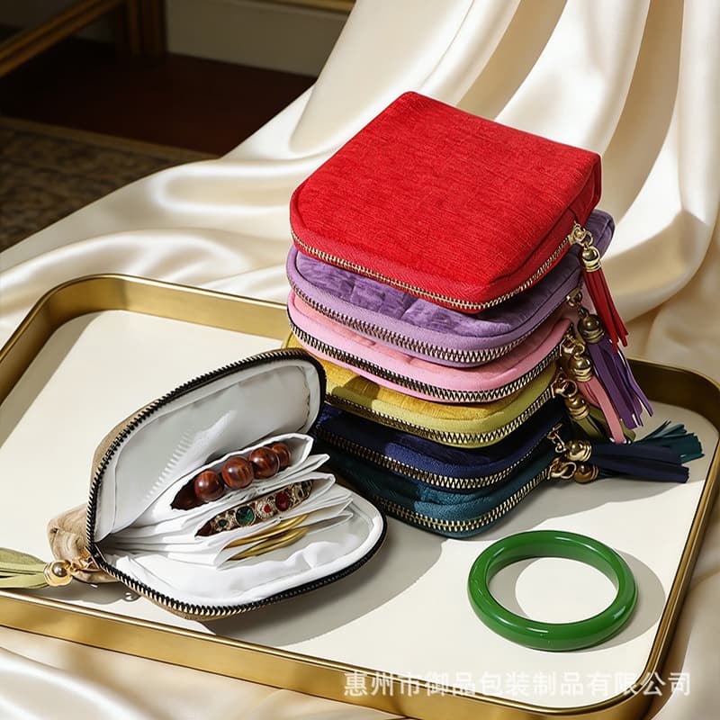 Cross-border jewelry storage bag, ring necklace, earrings, bracelet, key packaging, six-layer tassel jewelry storage zipper bag