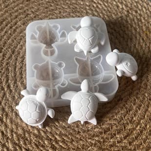 4-Connected Turtle Ornament Silicone Mold, Plaster Resin Cute Love Star Sea Turtle Mold