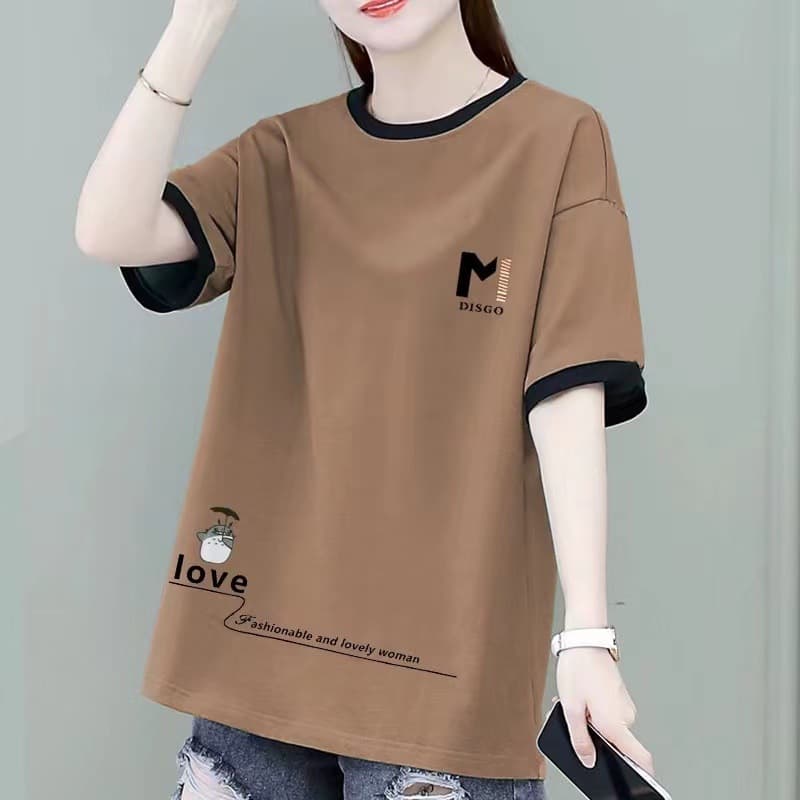 New Spring and Summer Short-Sleeve T-Shirt for Women, Korean Fashion Plus Size Loose Slimming Half-Sleeve Top