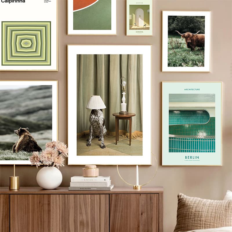 Multiple Styles of Ins Decorative Paintings, Light Green Fresh Dog Personality Simple Hanging Painting, Artistic Trendy Wall Art Core