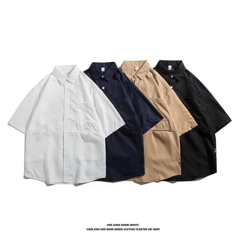 Japanese Retro CityBoy Khaki Shirt Men's Short Sleeve Summer Ins Short Sleeve Shirt American Workwear Jacket