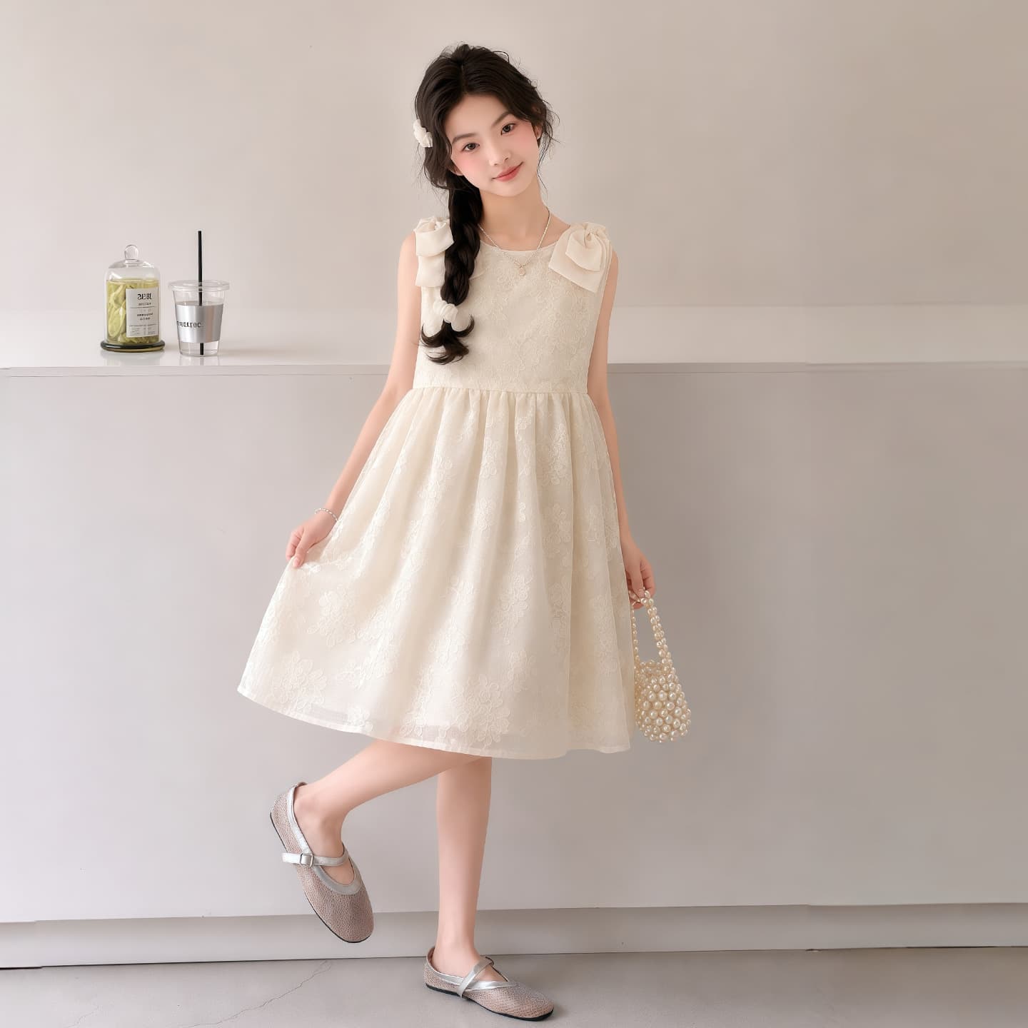 Girls Summer Dress 2026 New Style Big Girl Summer Fashionable Vest Dress Princess Dress Sweet Dress