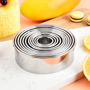 Factory Wholesale Stainless Steel Mousse Ring 12-Piece Set Rolled Edge Cake Mold Round Cookie Cutter Baking Tools