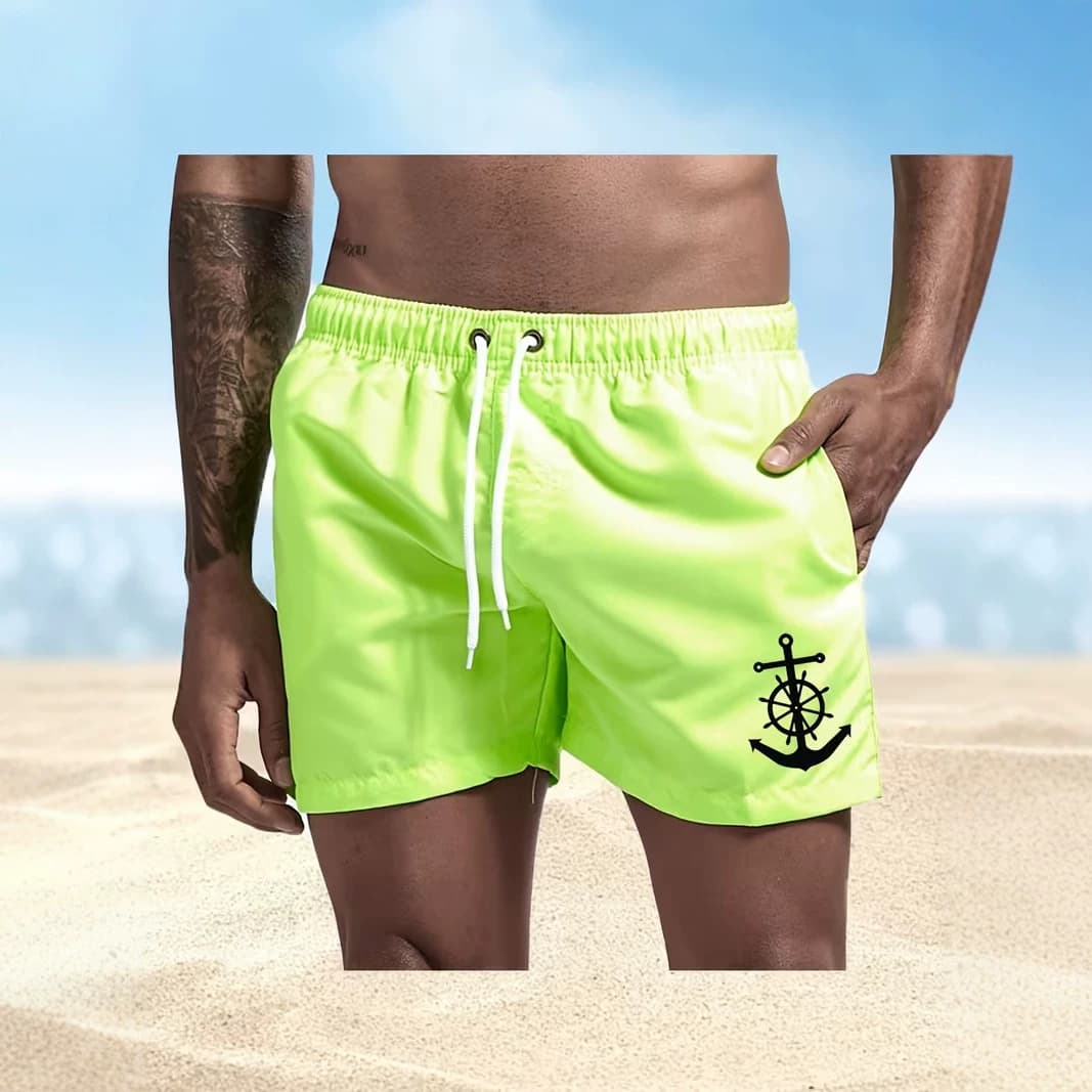 Anchor printed loose beach pants solid color sports drawstring quick drying summer 3D printing cross-border RUME dropshipping