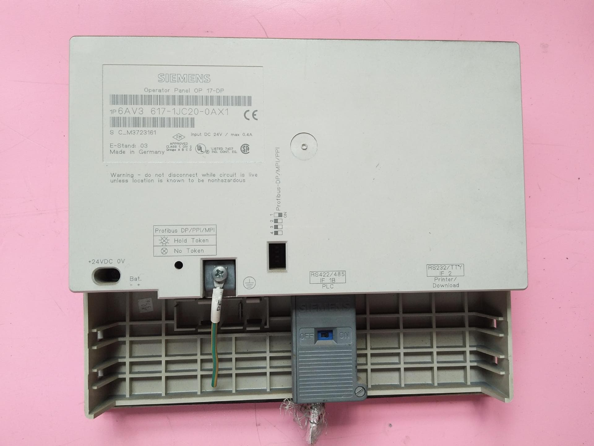 A046* High 6AV3617-1JC20-0AX1 OP 17-DP Operation Panel HMI Siemens