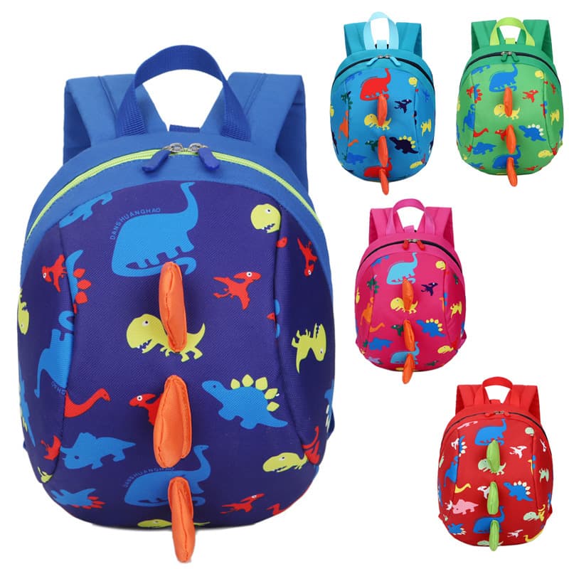 Backpack, Children's Dinosaur Cartoon Kindergarten Backpack, Korean Style Cute Baby Anti-Lost Book Shoulder Bag