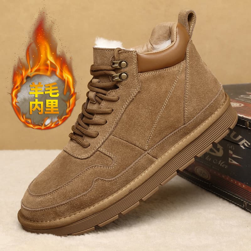 Snow Boots Winter Fleece-Lined Warm Cotton Shoes Casual Shoes Sneakers 2024 New Style Wool Blend High-Top Thickened Shoes
