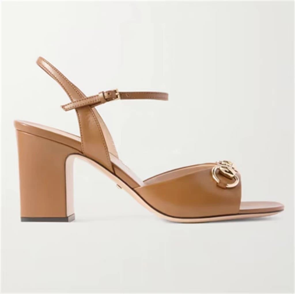 New French High Heels for Cross-Border Trade, Summer New Fish-Mouth Chain Bit-Loafers Sandals, Chunky High Heels Plus Size Sandals