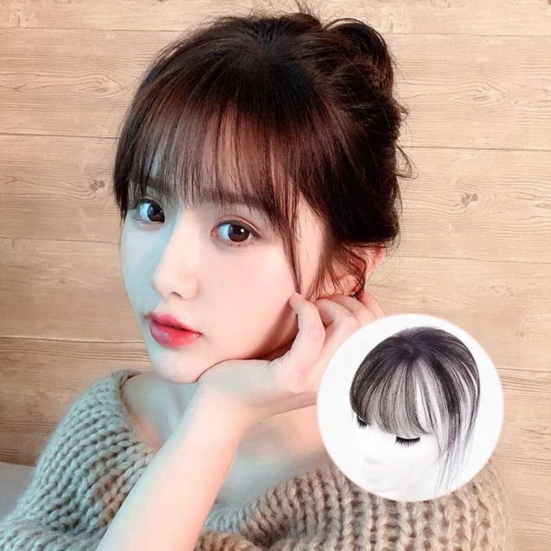 French Style Airy Bangs Wig Piece for Women Natural Looking Hair Frontal Seamless Hair Extension Piece Popular Internet Hairstyle
