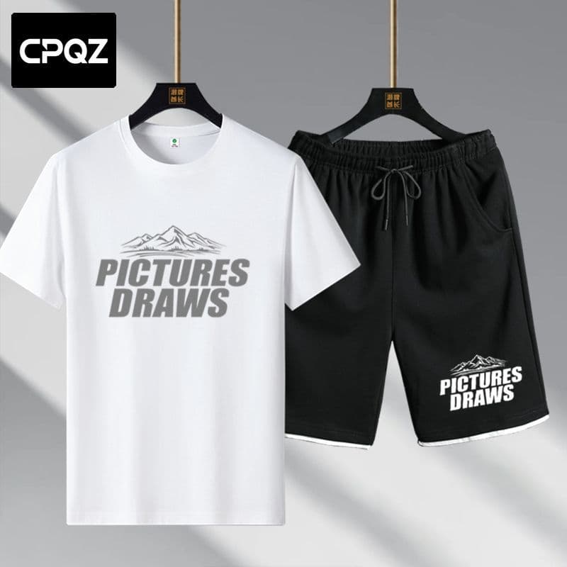 Two-Piece Men's Loose Thin Short Sleeve Shirt and Shorts Set, 2026 Summer T-Shirt Casual Sportswear for Teens