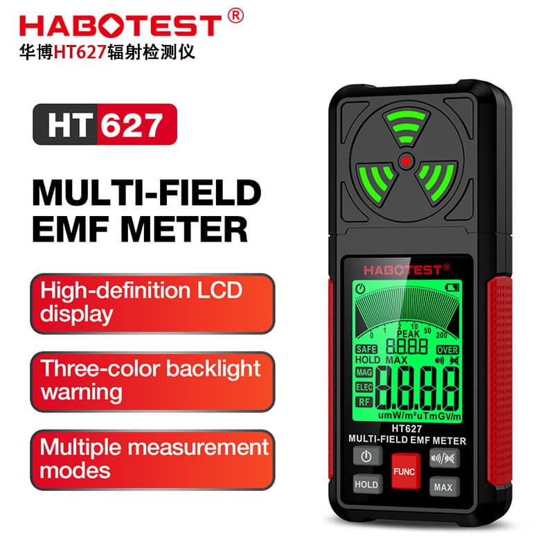 HABOTEST Factory Store HT627 Electromagnetic Radiation Detector for Electric Field, Electromagnetic Wave, Ionizing Radiation Detection