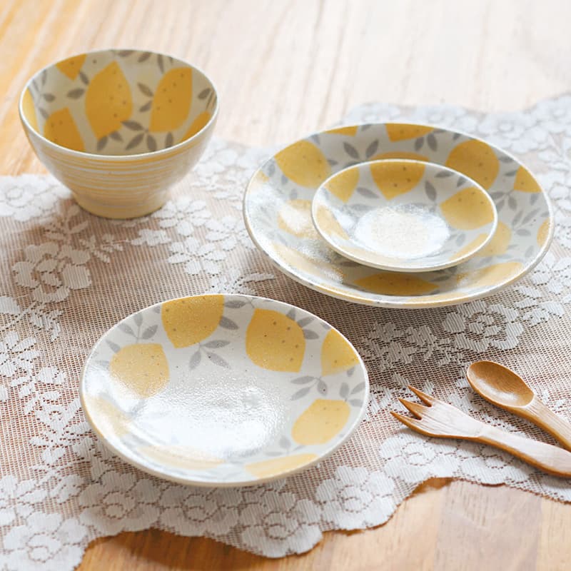 Japanese imported lemon fruit series small plates Japanese lemon rice bowl small plates household ceramic bowls and plates set