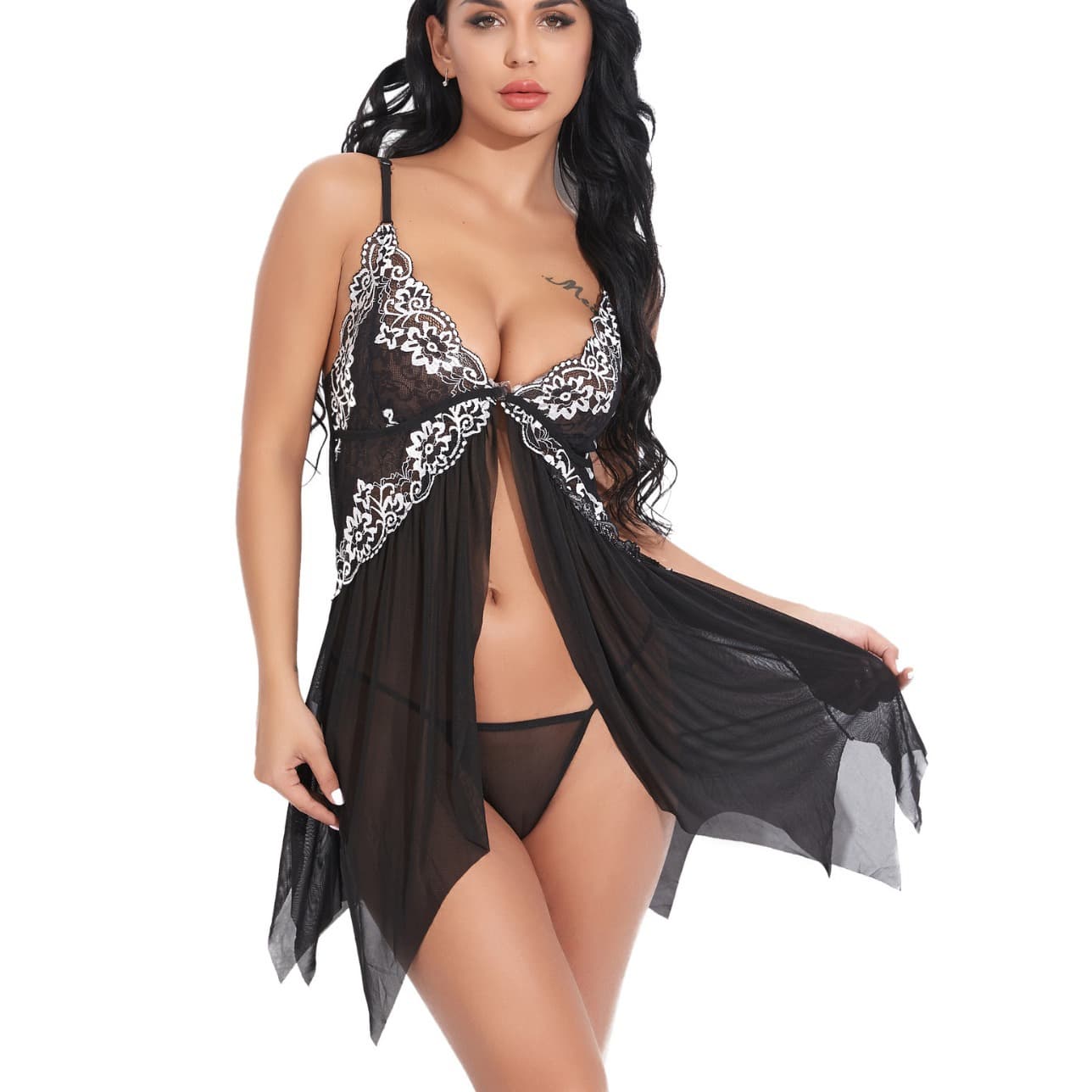 Large Size Sexy Lingerie New European and American Trendy Lace Mesh Sexy Suspenders Dress Factory Direct Sales