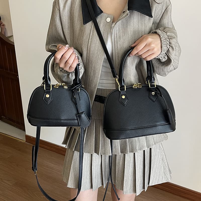 Cross-border Women's Bag 2025 New Fashion Retro Lychee Pattern Handbag Trendy Chic Shoulder Crossbody Shell Bag