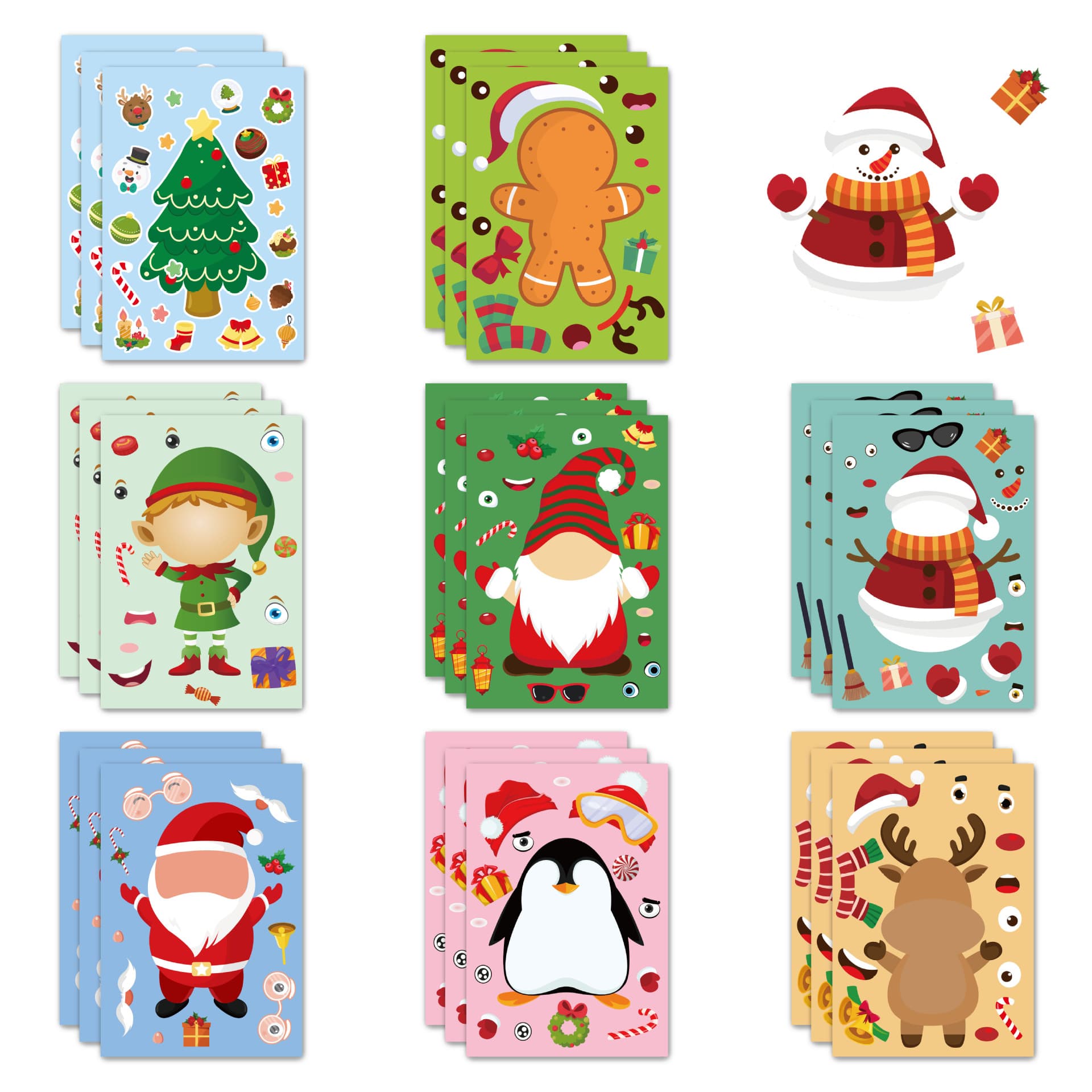Cross-border Christmas Stickers Cartoon Kids Christmas Party Gift Stickers DIY Cute Stationery Stickers Custom
