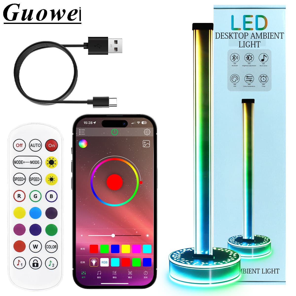 5V Abyss Light Bluetooth Desktop Ambient Mirror Surface Marquee Layered Mirror APP Music Rhythm Gaming Lamp