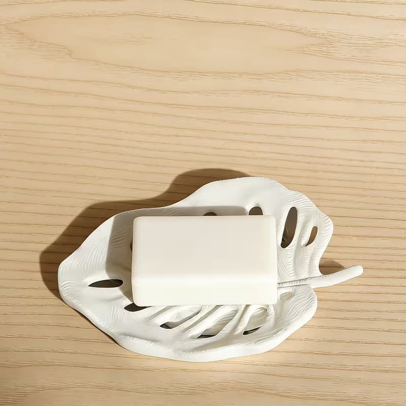 Cross-Border Hot Seller Cute Monstera Soap Dish Bathroom Plastic Soap Box with Drainage Rack