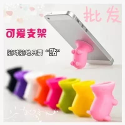 New stylish cute pig suction cup bracket / mini silicone phone holder