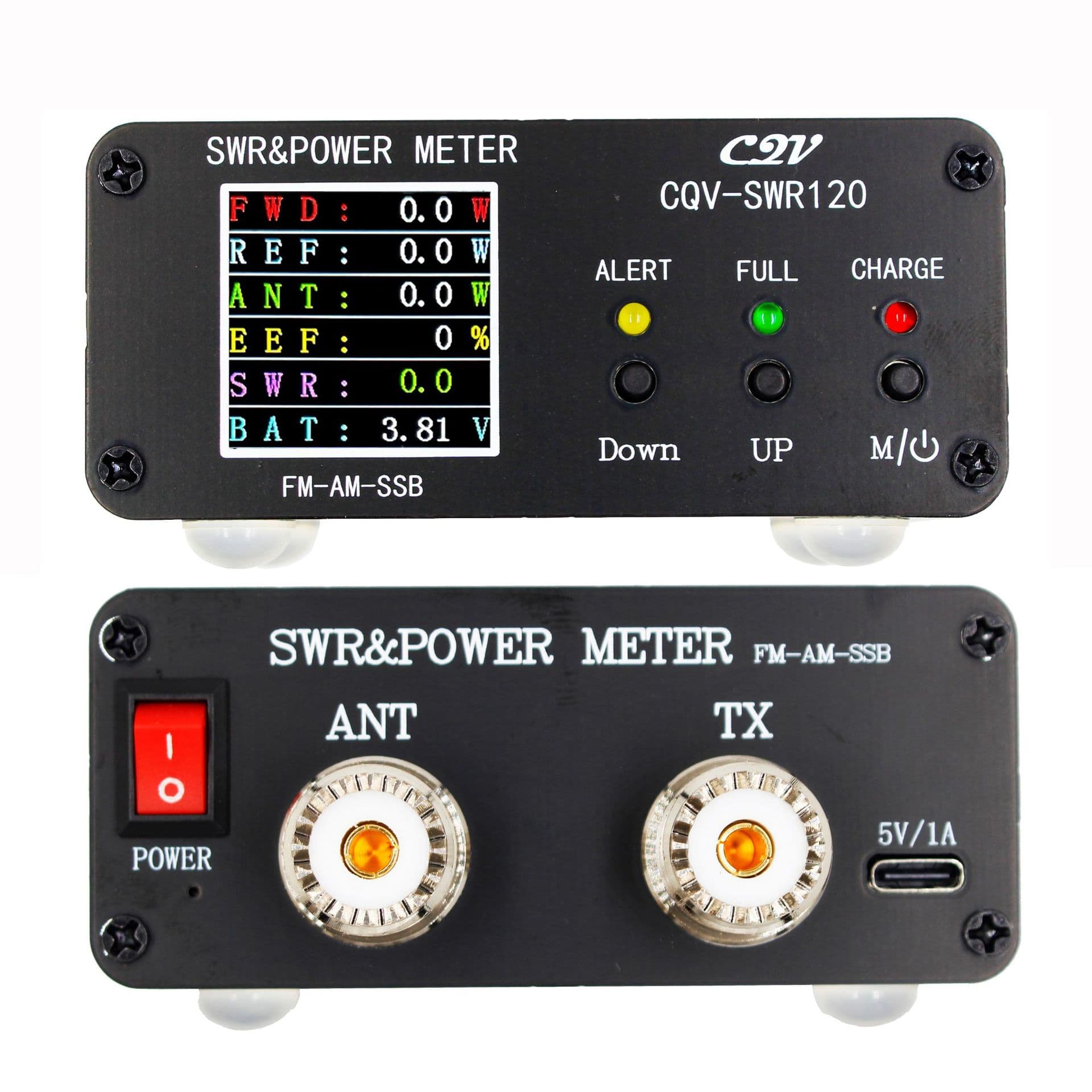CQV-SWR120 120W Digital Power Standing Wave Meter, 240*240 Full-Color High-Definition Display, FM-AM