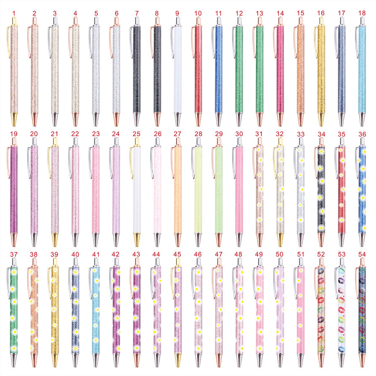 Hot-selling gold powder ballpoint pen, creative sparkling Christmas gift pen, press pen, printable logo advertising ballpoint pen