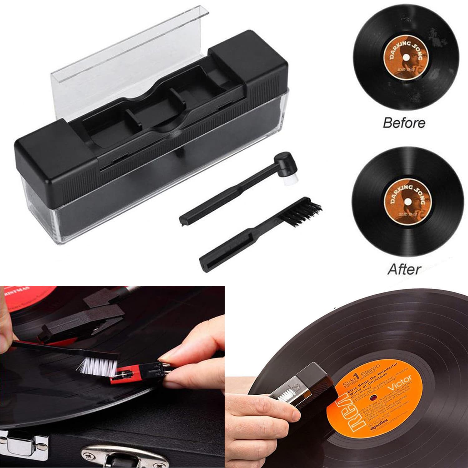 Vinyl Record Player Cleaning Brush, DJ Record Player Equipment Accessories, Vinyl Dust Removal Brush Set, Turntable Care and Cleaning Tool