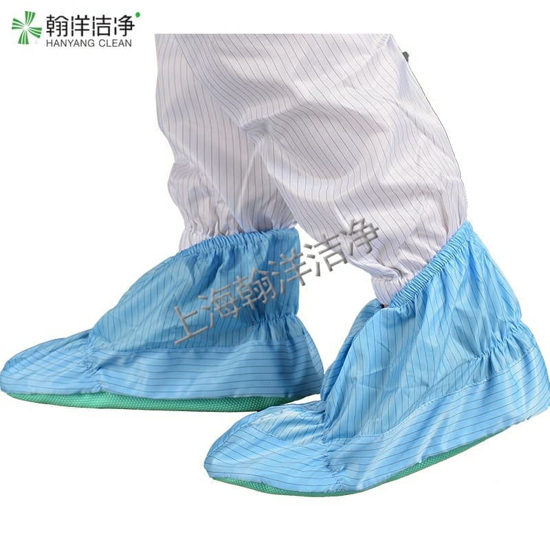 Anti-static long shoe covers with soft soles, foot covers for workshop use, dust-free and cleanroom work shoe covers.