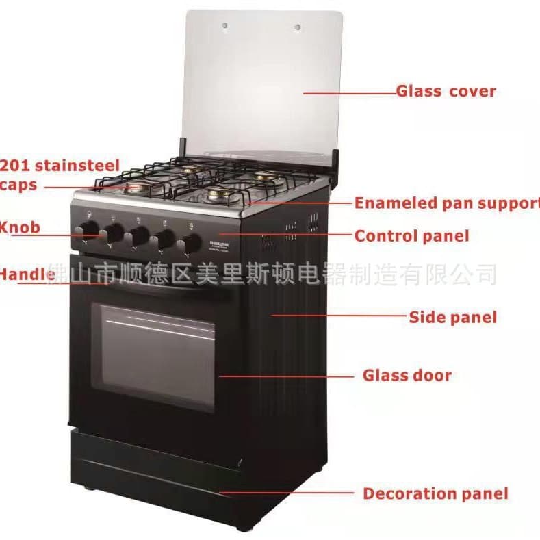 Free Standing Oven with Cooktop 4 Gas Burners, Cooktop Size 50*50