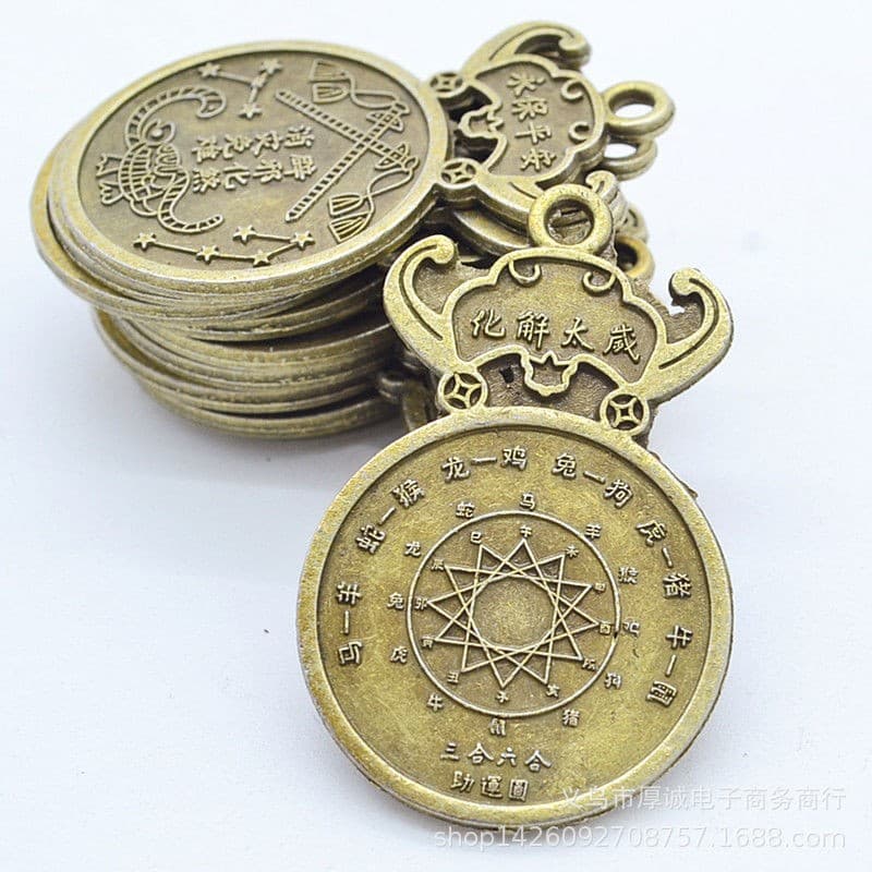 Tai Sui craft accessories, antique coin pendant, zodiac Bagua small ornament, alloy small pendant