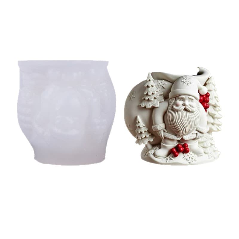 Christmas Santa Claus Aroma Candle Cup Mold DIY Resin Storage Cup Flower Pot Decoration Silicone Mold