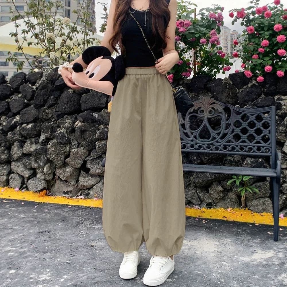 Sun-Protective Quick-Dry Harem Pants for Women, Summer Thin Loose Fit, Slimming Drape Effect, Plus-Size Casual Straight-Leg Cropped Sports Pants