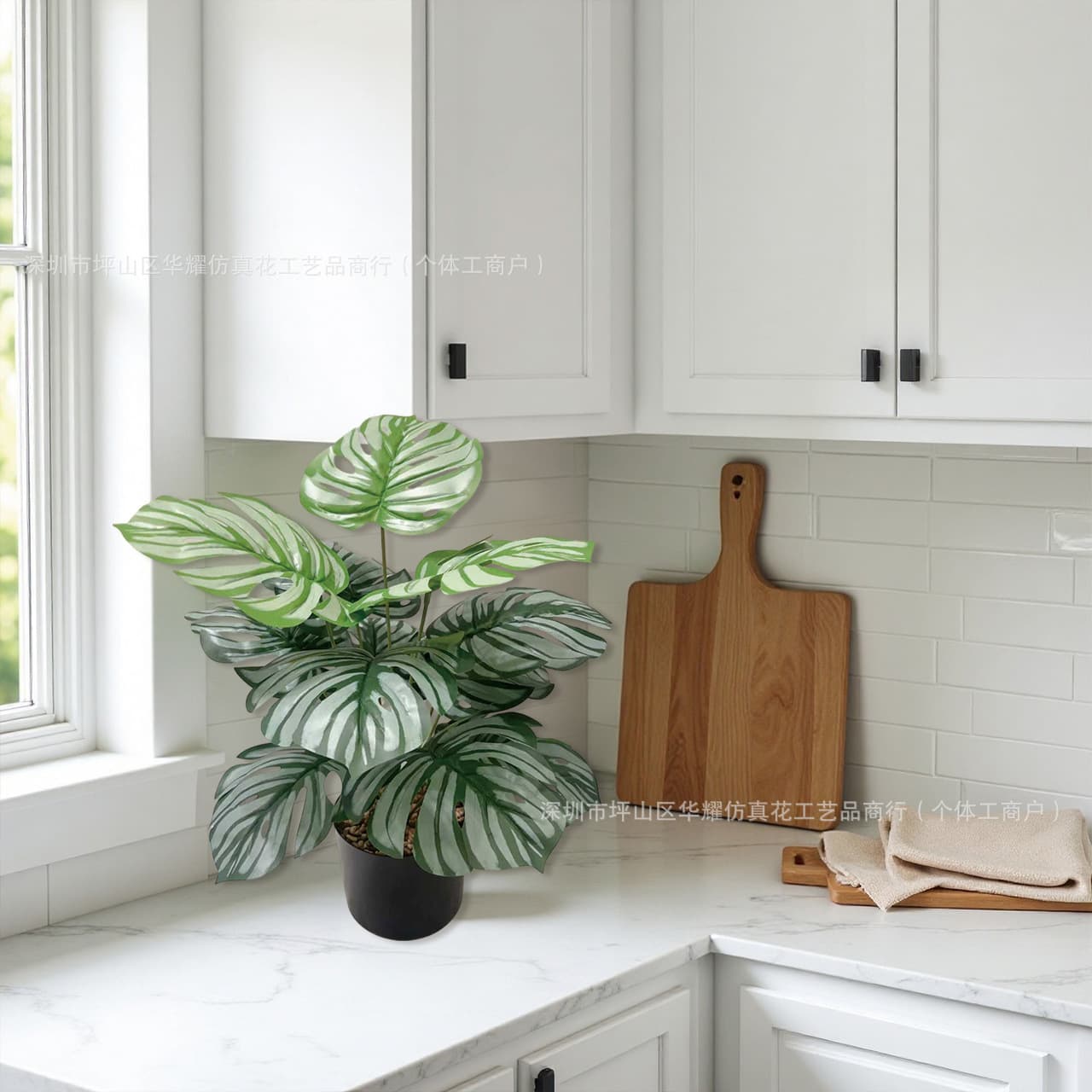 Cross-border hot model simulated fake flowers and green plants, monstera, money tree, high-end realistic artificial scene layout and decoration