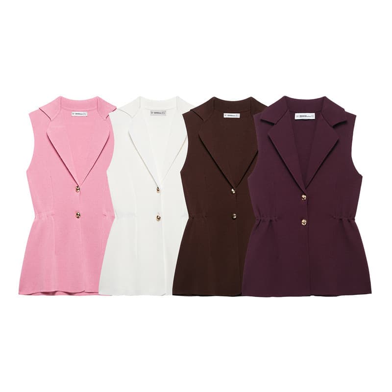 2025 Spring New French Design Knitted Vest V-Neck Outerwear with Row of Buttons Elegant 4192023