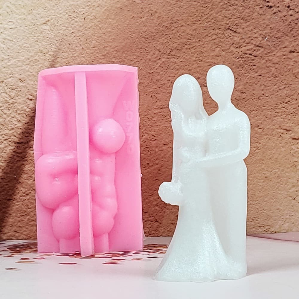 Newlyweds duck ornaments candle plaster DIY plaster ornaments candlestick silicone mold W0770