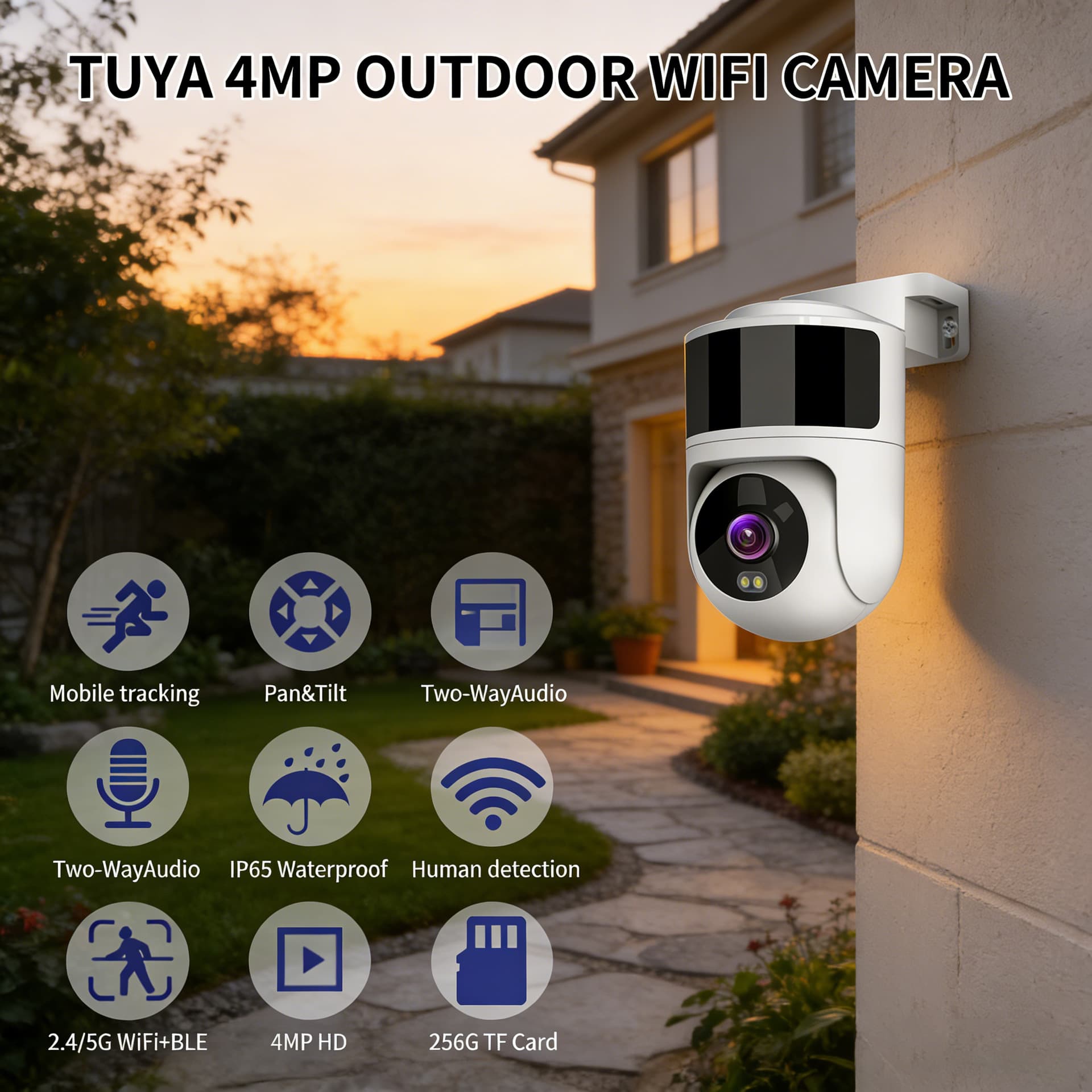 Cross-Border Direct Supply Tuya Surveillance Camera Wireless WiFi Remote Monitoring Outdoor Anti-Theft Alarm Waterproof Dome Camera