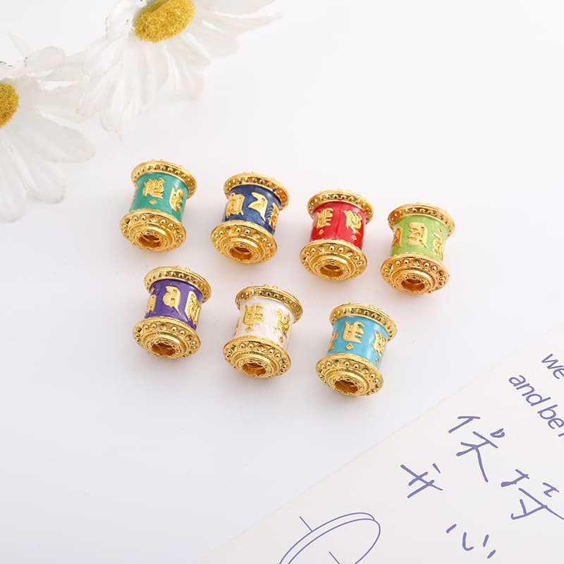 Handmade Prayer Wheel Tibetan-style Six-Syllable Mantra Tibetan Ornament Factory Buddha Amulet Charm Accessory Car Hanging Pendant Accessory