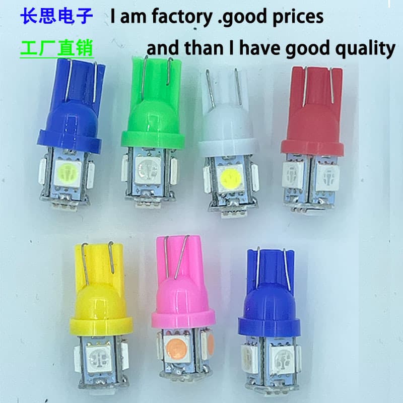 Factory direct sales of T10 5050 5SMD 5W5 parking lights, license plate lights, motorcycle turn signals, LED 12V vehicle lights.