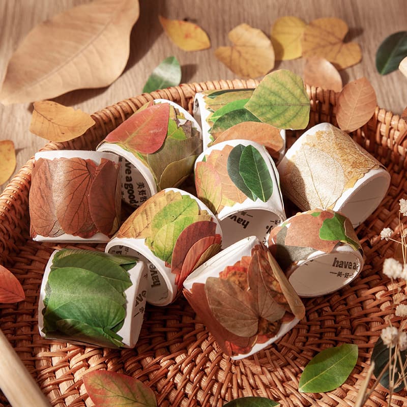 Champs Elysées Fallen Leaves Series Beautiful Day Washi Tape, Creative Plant Scrapbook DIY Decoration Stickers, 8 Styles