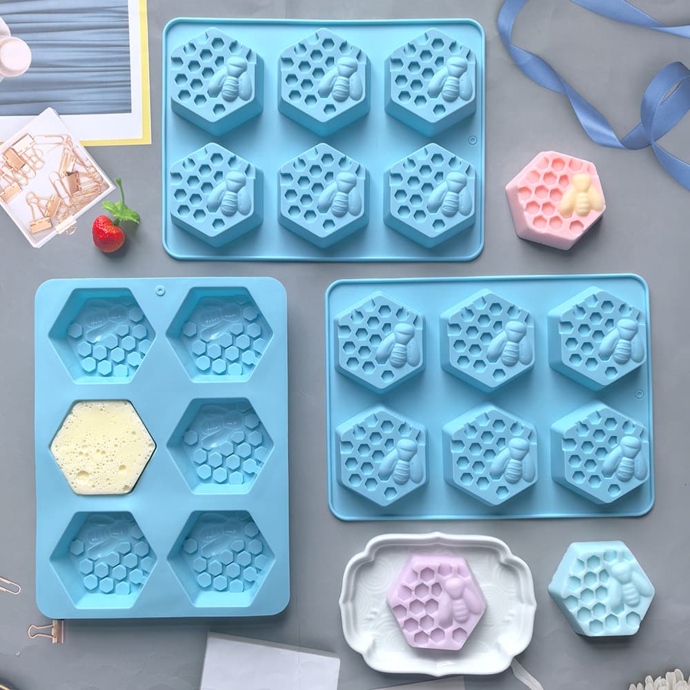 6-Cavity Bee Soap Mold, 90 Soap Mold, Chocolate Cookie Mold, Cake Mold, Ice Cream Candy Silicone Mold