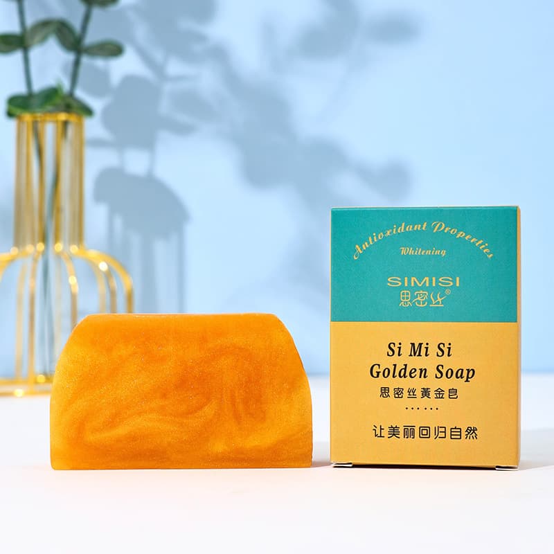 【Smisse】Gold Powder Facial Soap, Trapezoidal Handmade Perfume Essential Oil Soap, 80g