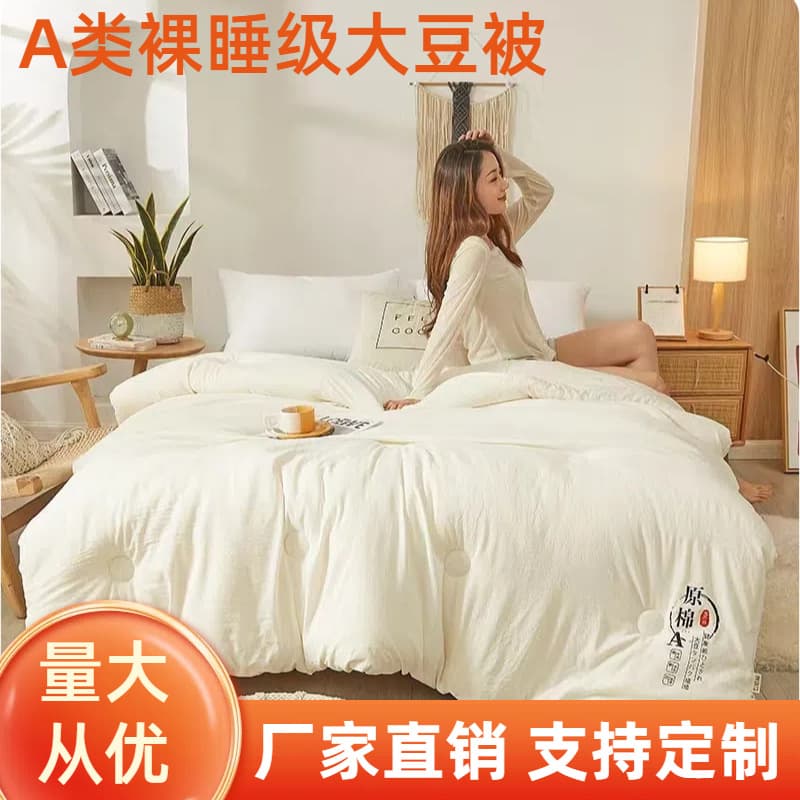Category A raw cotton soybean fiber duvet cover, spring and autumn dormitory single and double size quilt, gift, thickened winter quilt, wholesale, brushed.