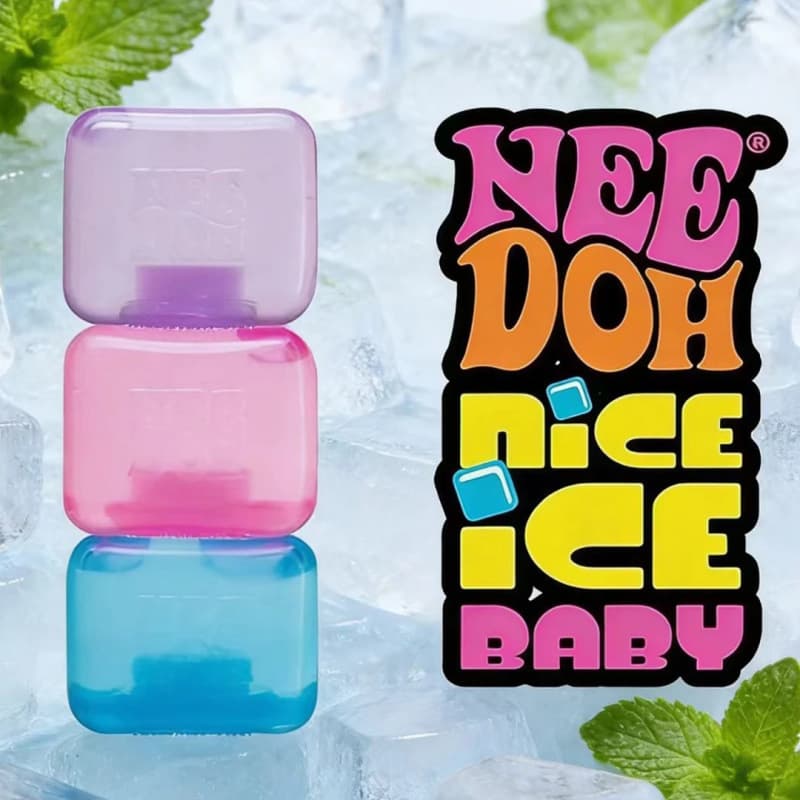 Needoh-style Extra-Large Swirl Ice Cube, Big Square Water Drop Stress Relief Toy, High-Aesthetic Rebound