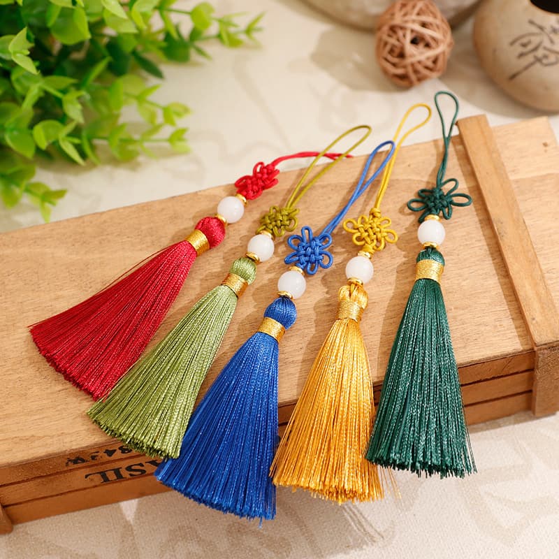 Nylon small jade thread knot Chinese knot tassel sachet pendant USB flash drive bookmark antique style jade tassel