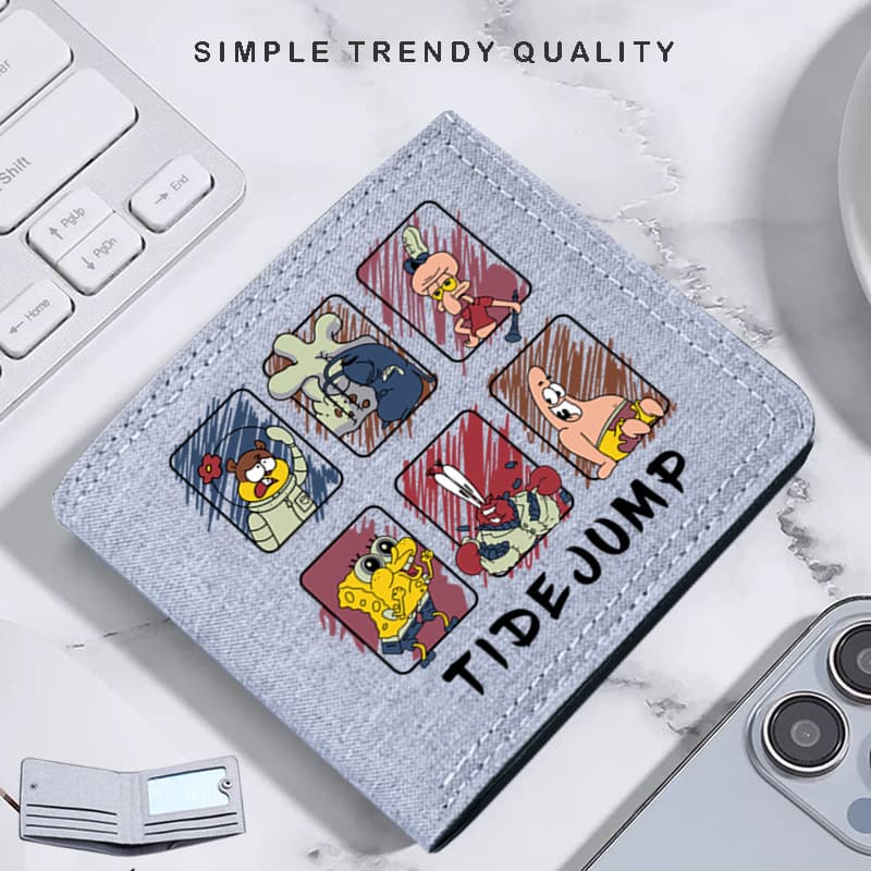 SpongeBob Portable Wallet Cute Card Holder Men Coin Purse 2-in-1 Women Creative Cartoon Minimalist Small Bag