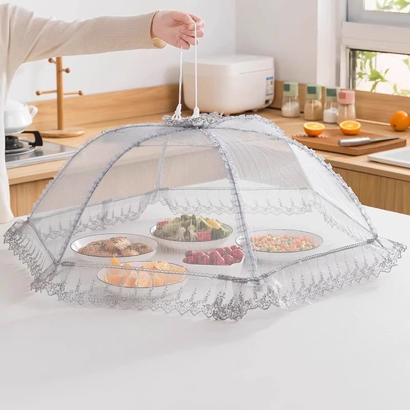 Dust-proof meal cover, insect-proof household cover, large cover, foldable dining table cover, umbrella, food fly-proof, breathable new style